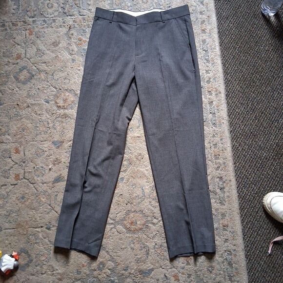 Womens Chaps Sz 14 Huskey Pants Khaki Gray Dress Pants Plain Front Formal Work - Picture 7 of 9